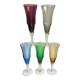 Set of 5 colorful champagne flutes feet worked 60-70s