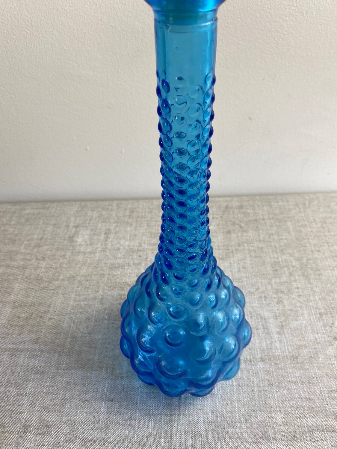 Turquoise blue employment glass carafe