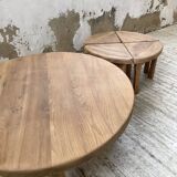 Circular elm coffee table from the 1950s