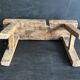 Ancient Chinese farm bench in patinated wood, small rustic stool.