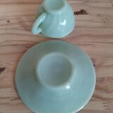 Cup and under cup coffee vintage opaline pastel green vintage dulcine