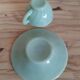 Cup and under cup coffee vintage opaline pastel green vintage dulcine