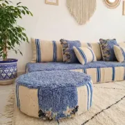 Handwoven Moroccan floor sofa set with Berber wool.