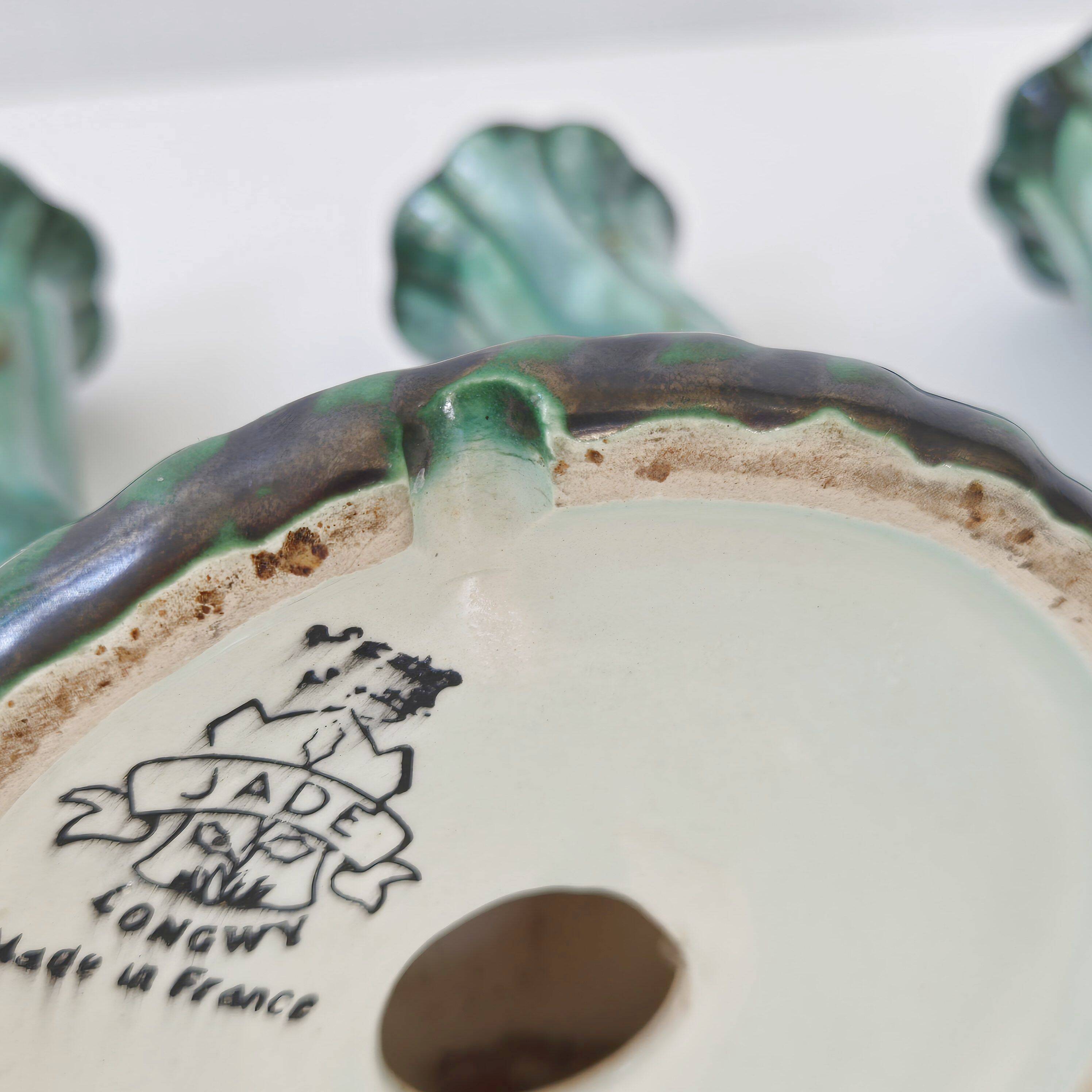 Pair of vintage Longwy candlesticks 1960