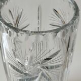 Vintage vase with stylish design, in finely cut Bohemian crystal -Star patterns, diamond points