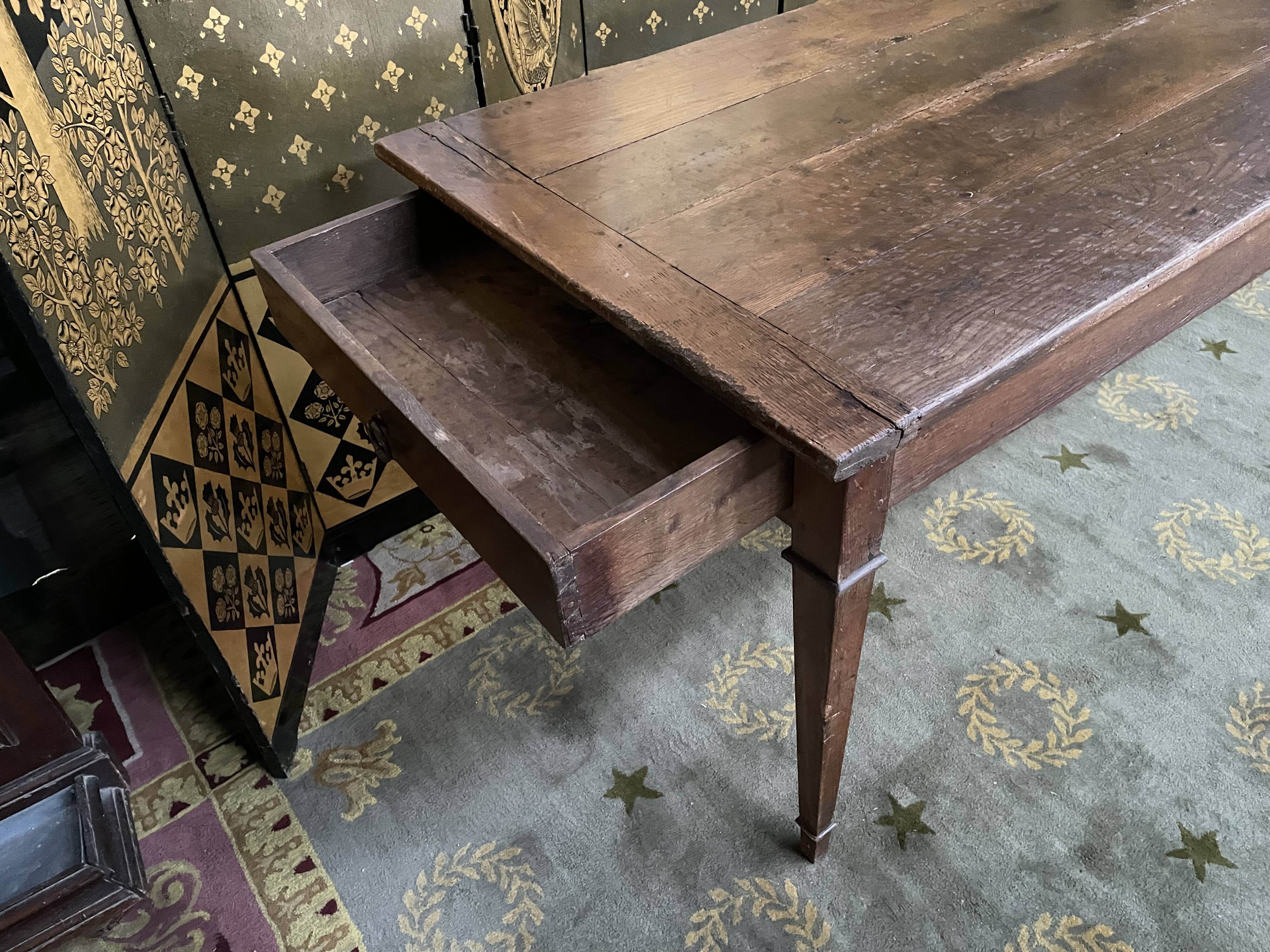 Farmhouse table in solid oak period 19th century restored