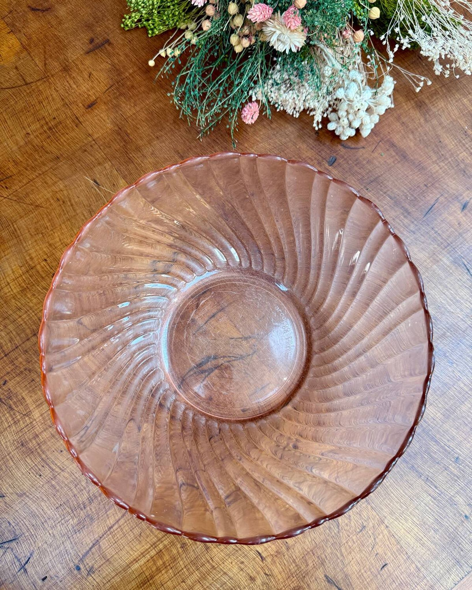 Rosaline pink glass salad bowl
