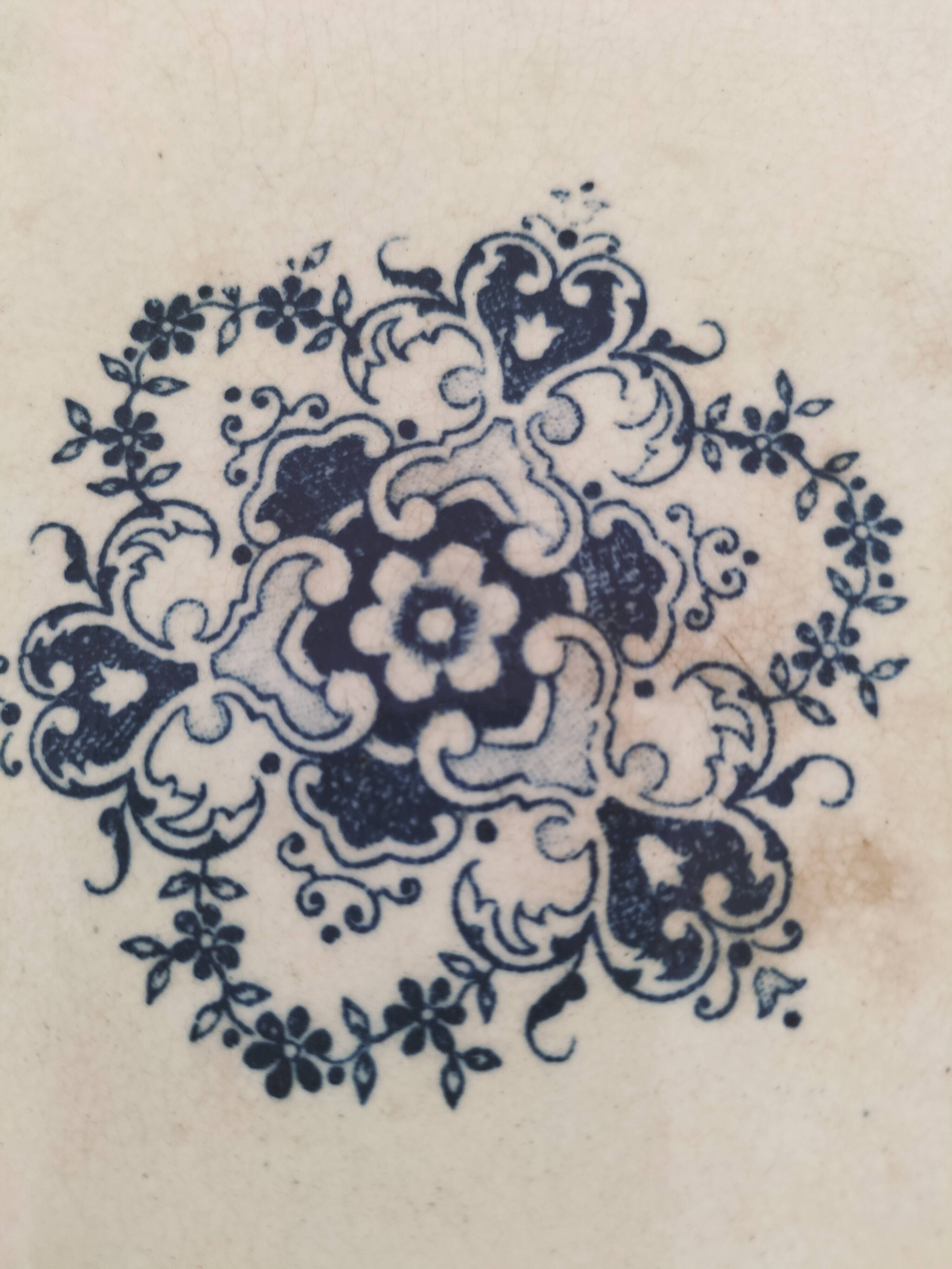 E. Bourgeois footed plate – Excelsior blue decoration, late 19th century