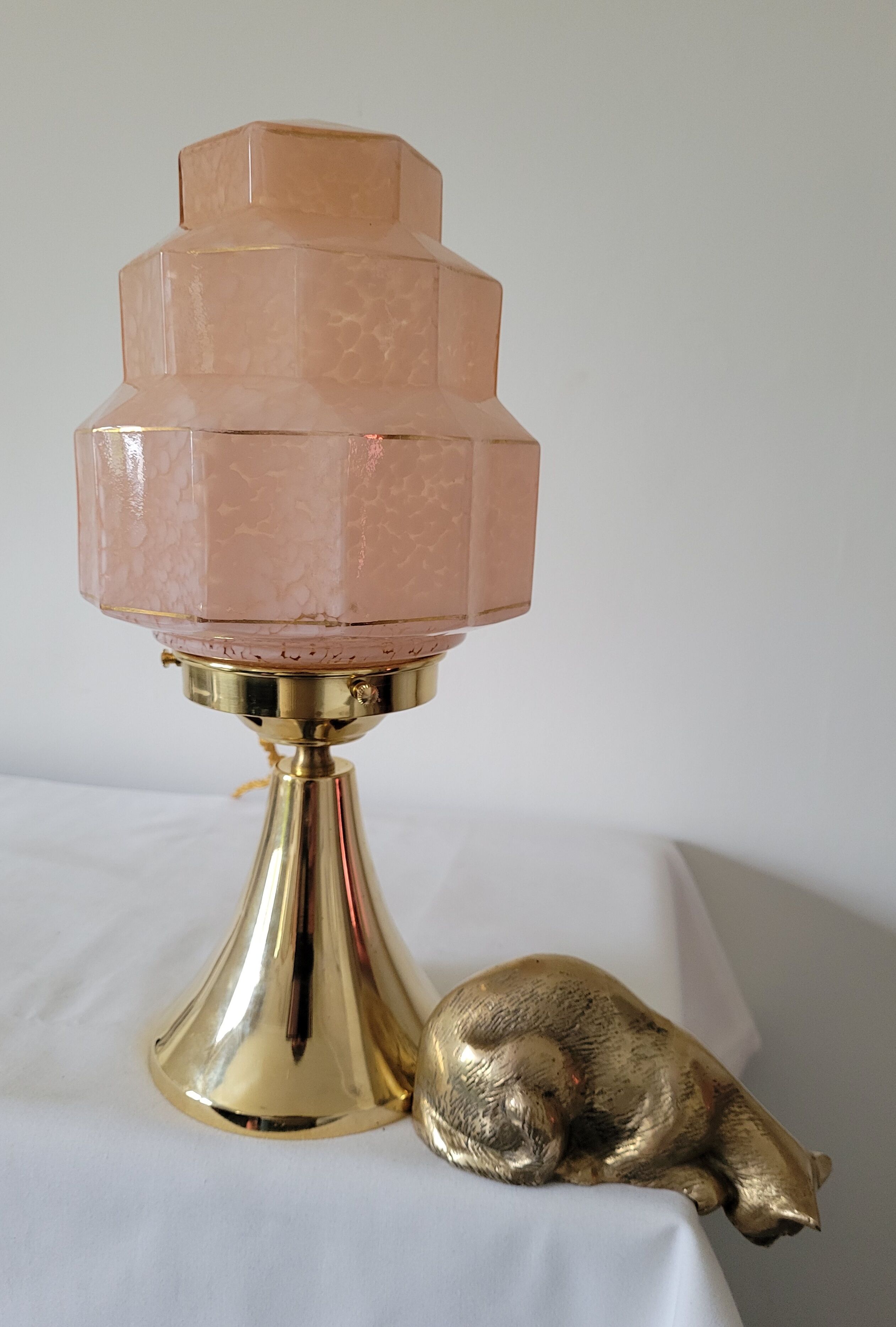 Art Deco glass skyscraper lamp from Clichy
