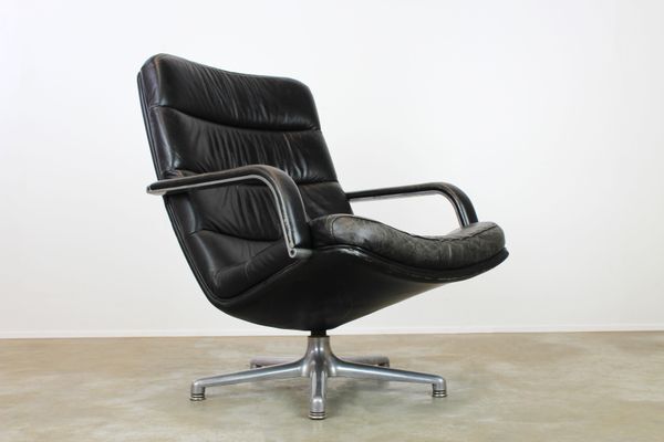 Black leather F141 armchair by Geoffrey Harcourt for Artifort, 1970s
