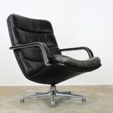 Black leather F141 armchair by Geoffrey Harcourt for Artifort, 1970s