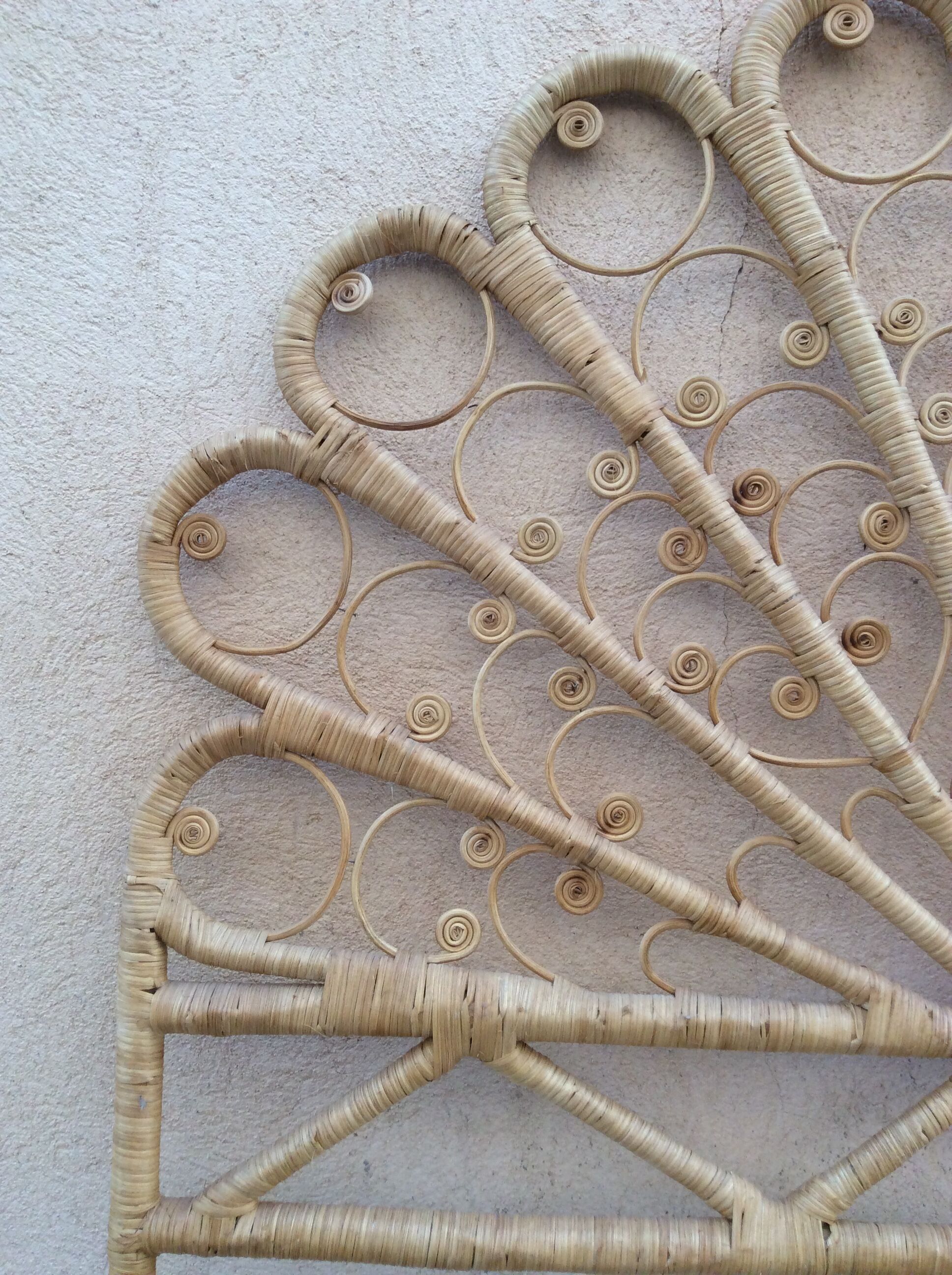 Vintage peacock wicker headboard
