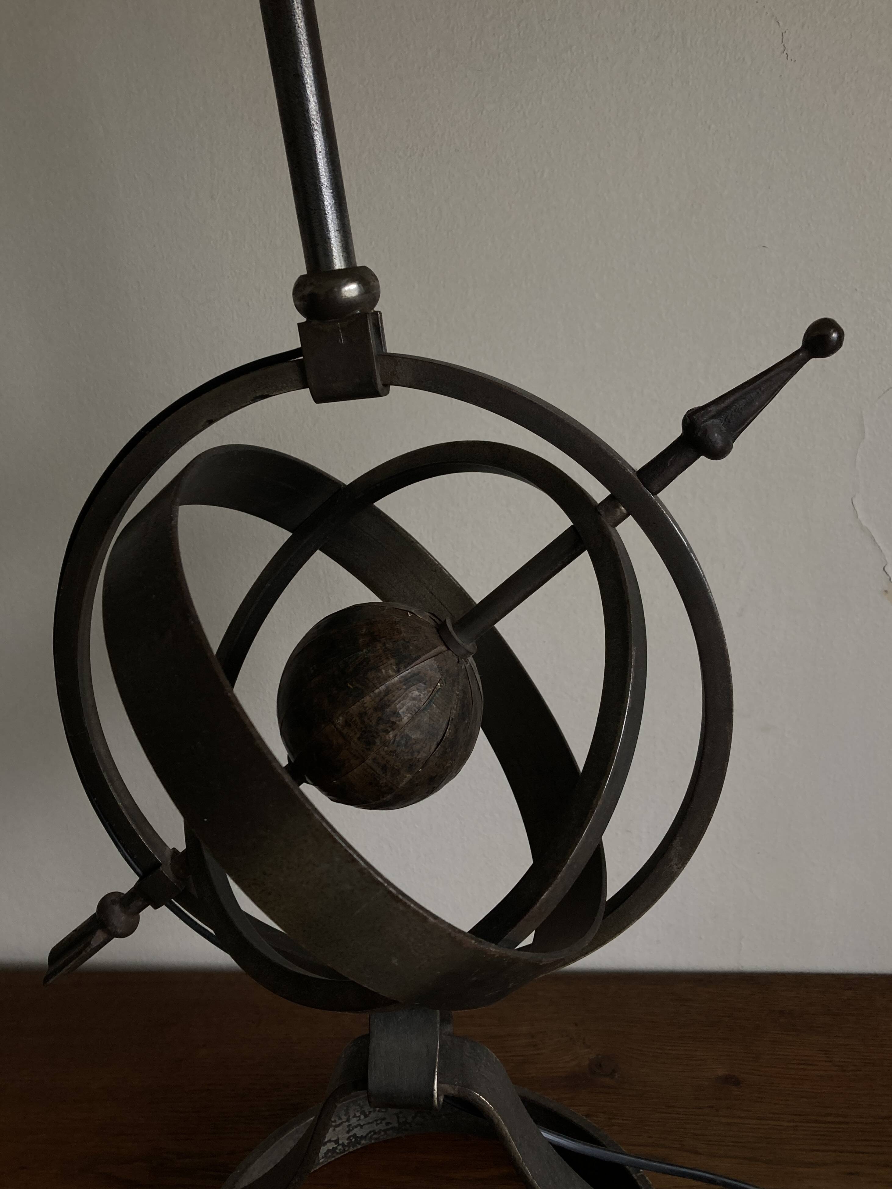 XXXL lamp 1960 neo-classical brutalist Astrolabe in iron by JP Ryckaert