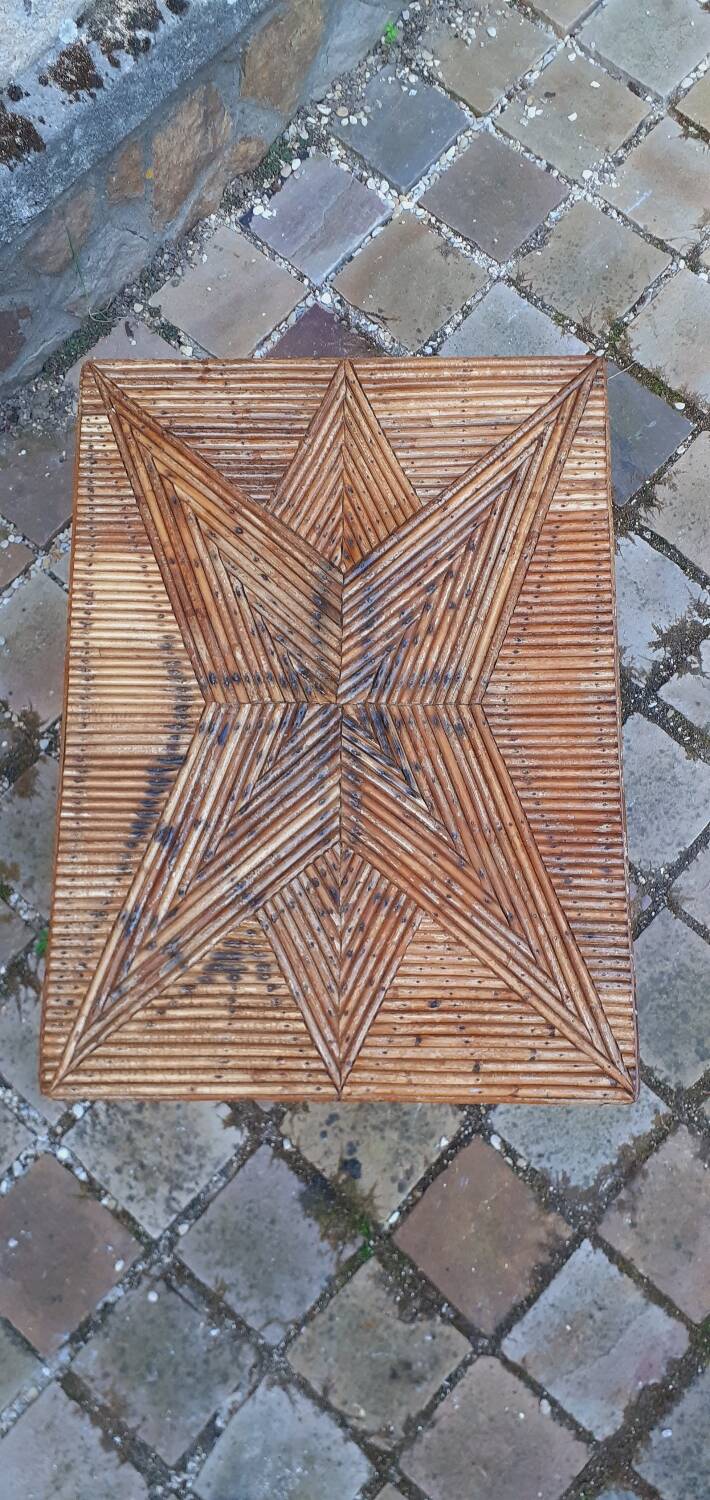 Side table, vintage 50s rattan coffee table