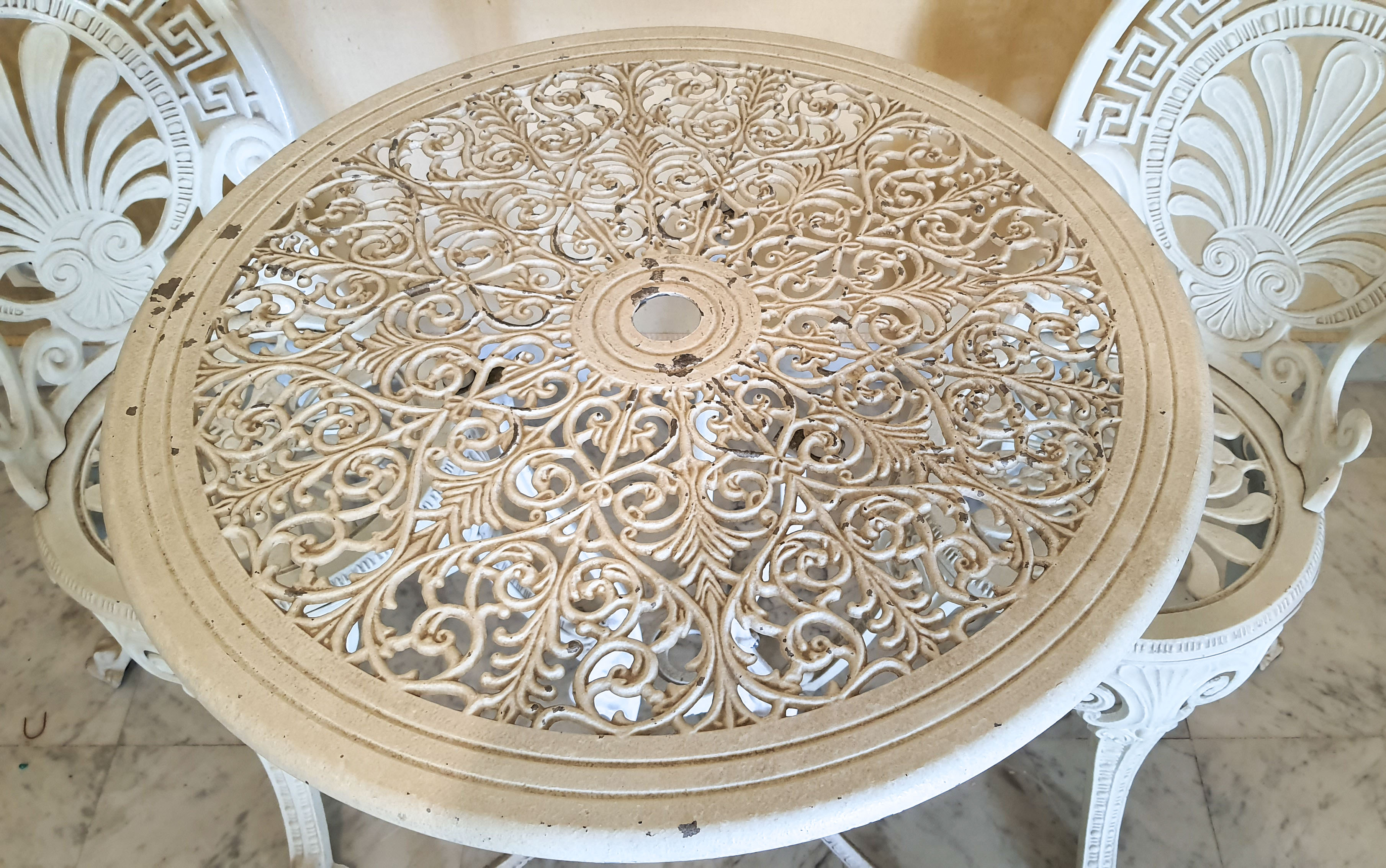Salon de jardin fonte aluminium laqué blanc