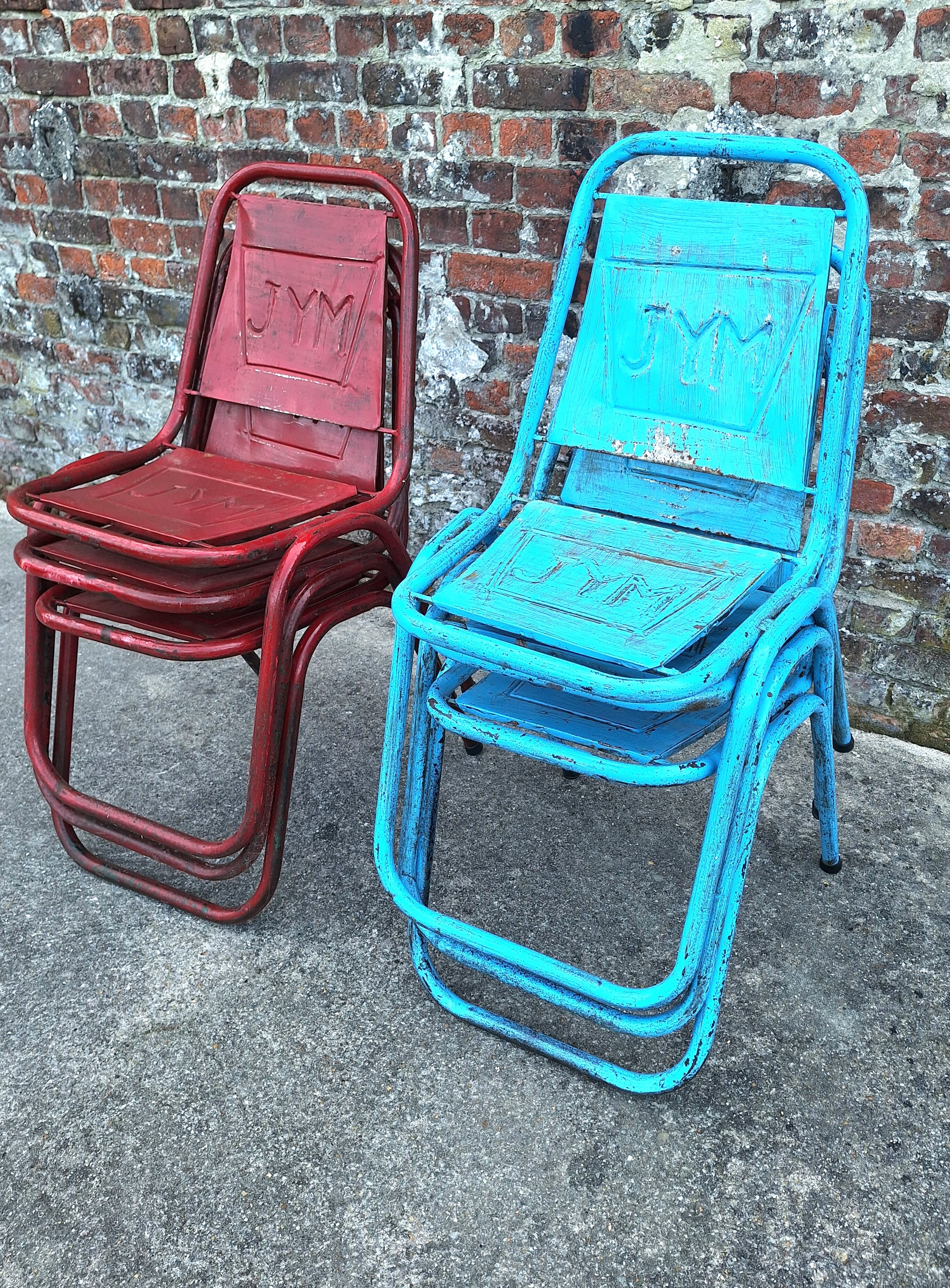 Lot de 6 chaises vintage JYM, meubles sièges industriels