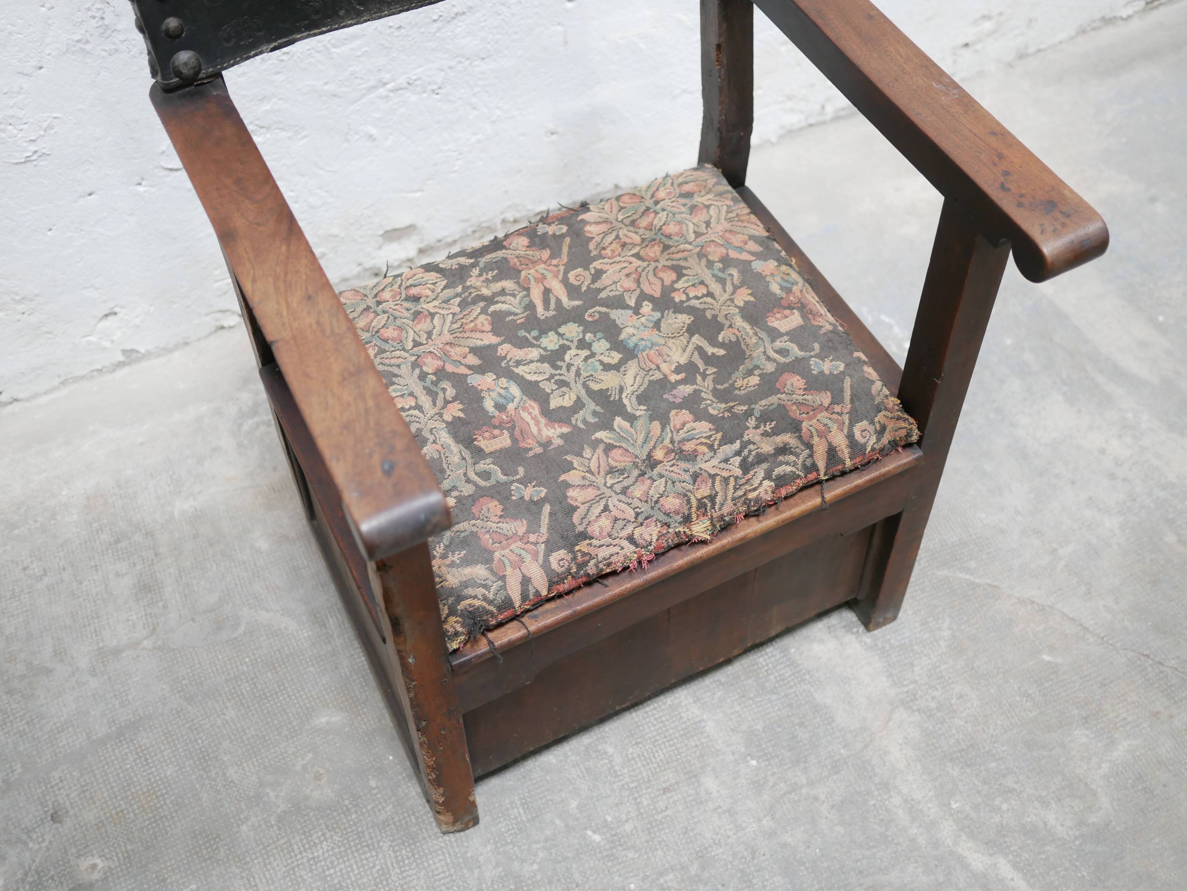 Wooden chest armchair, XIX th