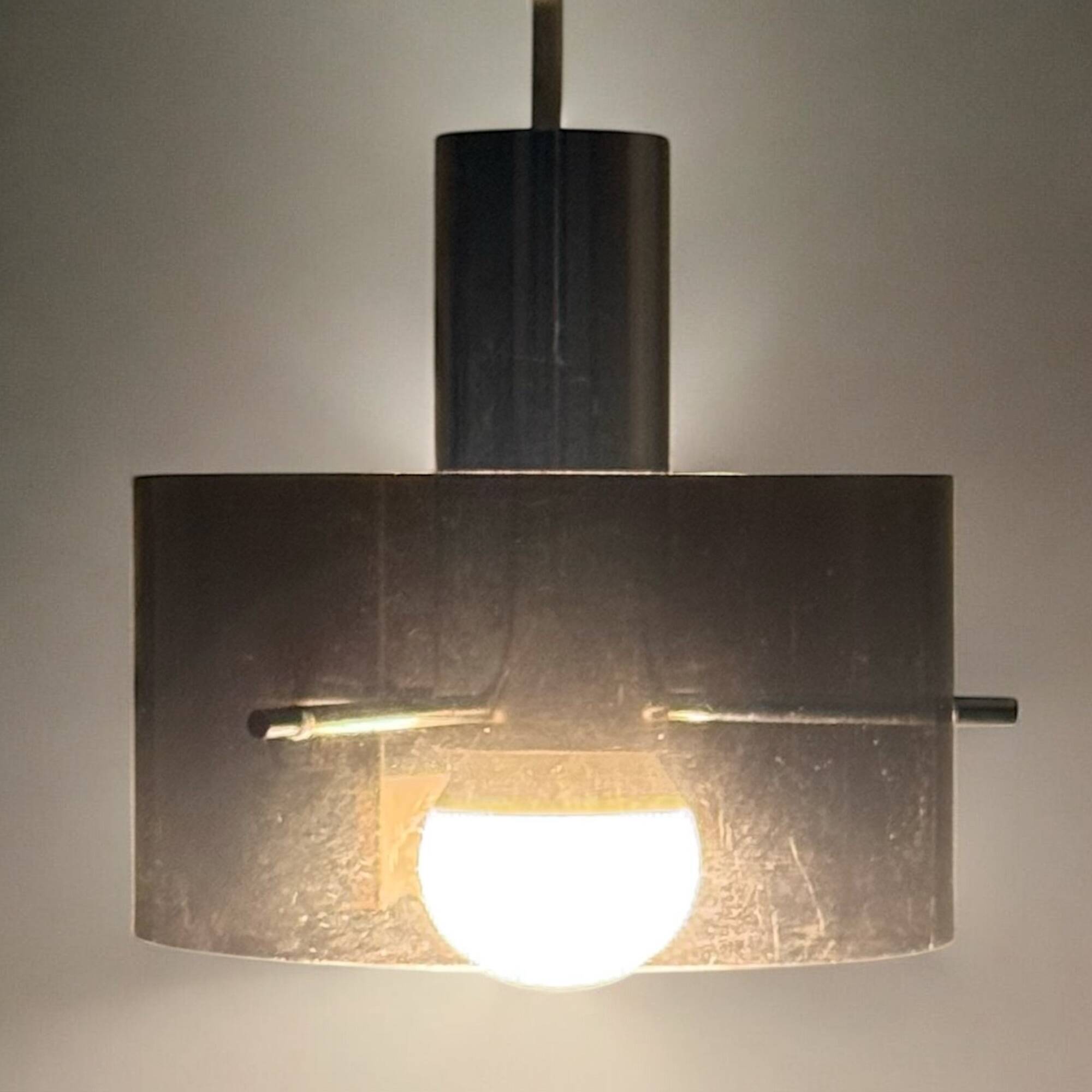 Vintage Italian Acrylic and Chrome Pendant Light, 1970s