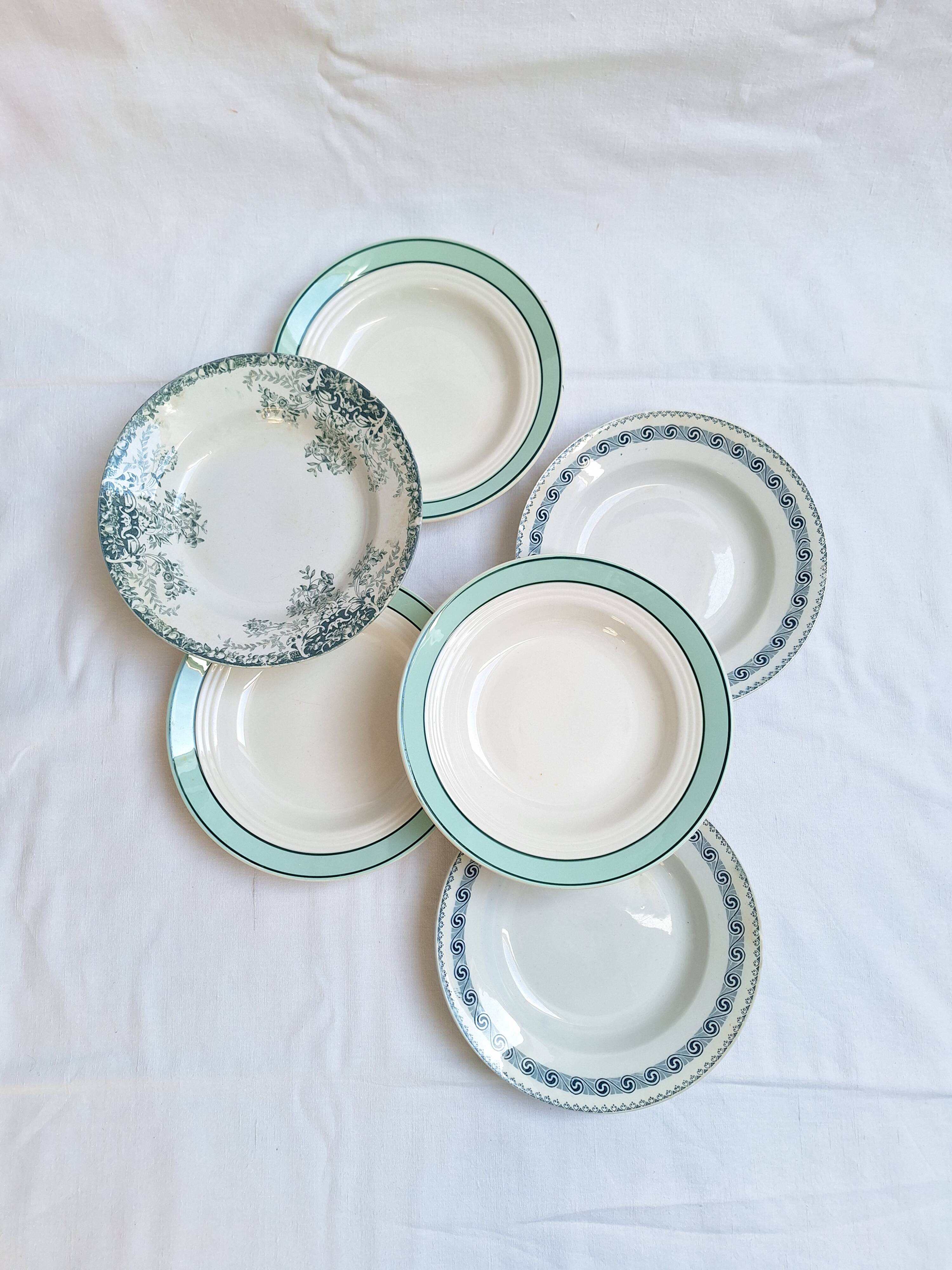 Assiettes creuses vertes St Amand, Céranord