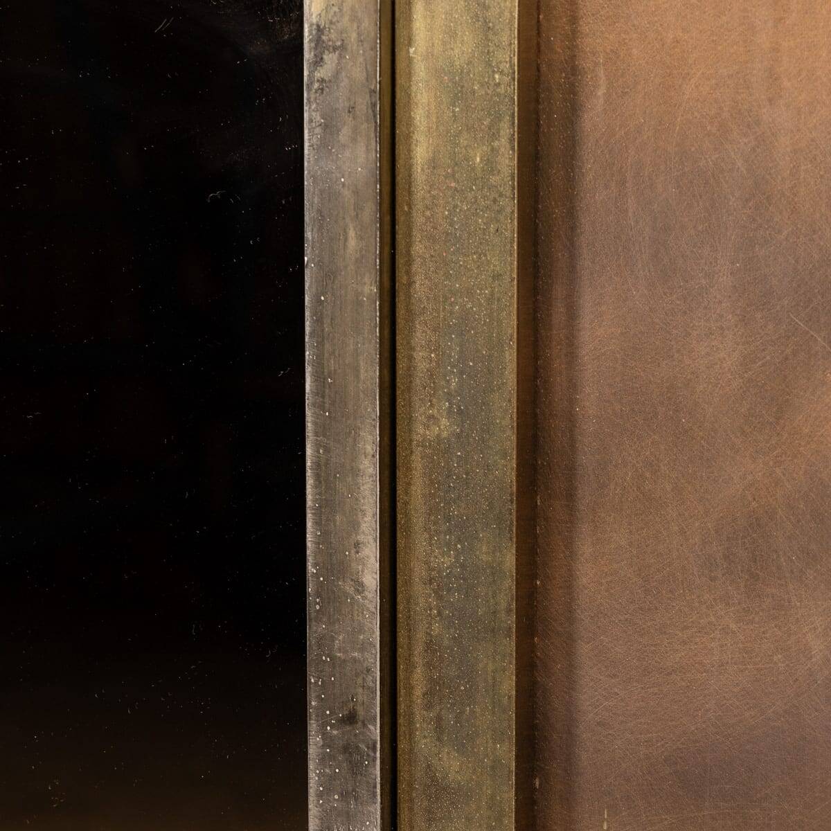 Miroir carré vintage en laiton et bronze du 20ème siècle par Belgo Chrom, Belgique
