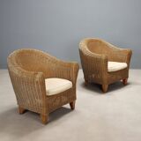 Two wicker armchairs