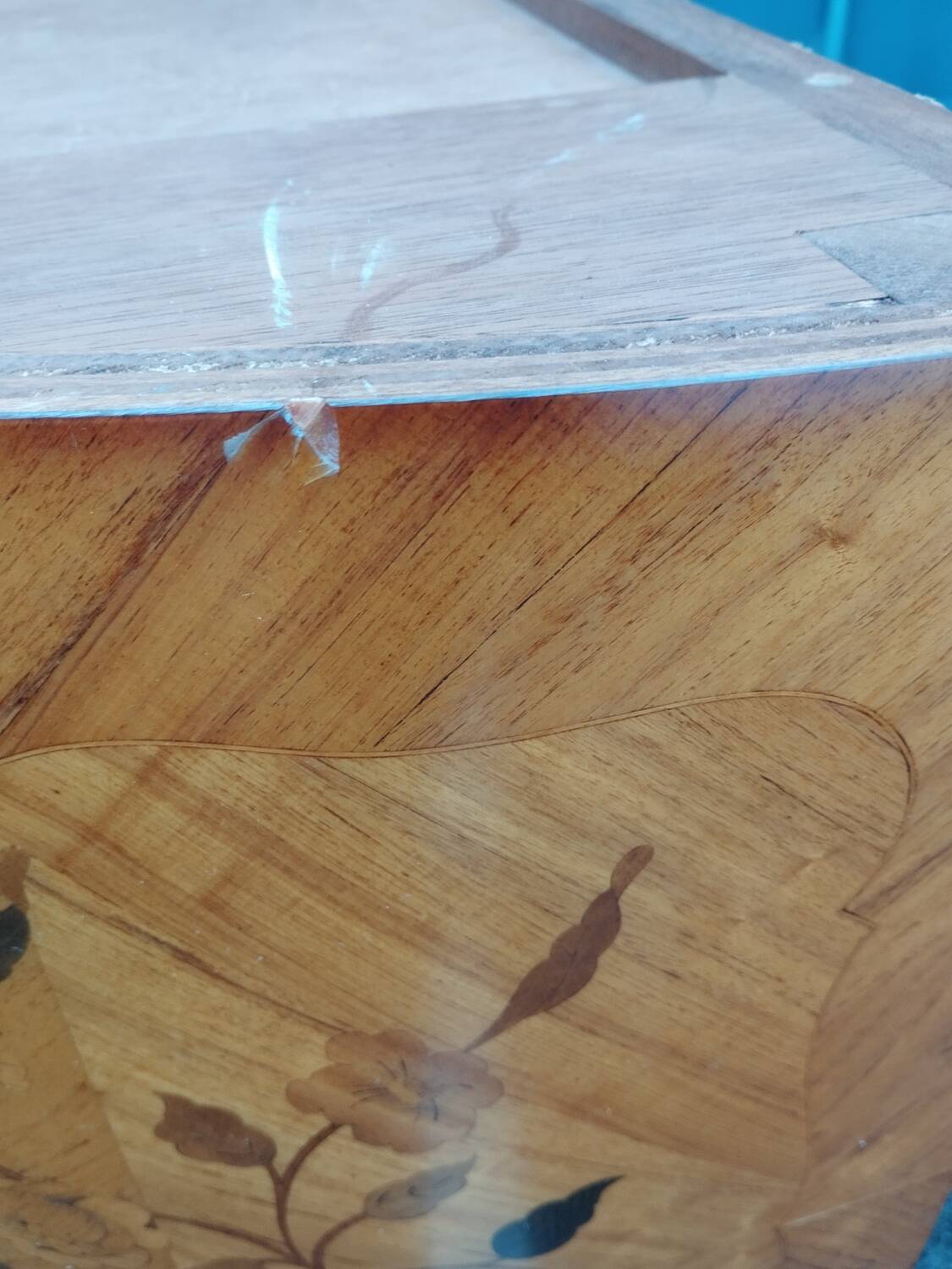 Old louis xv style marquetry chest of drawers