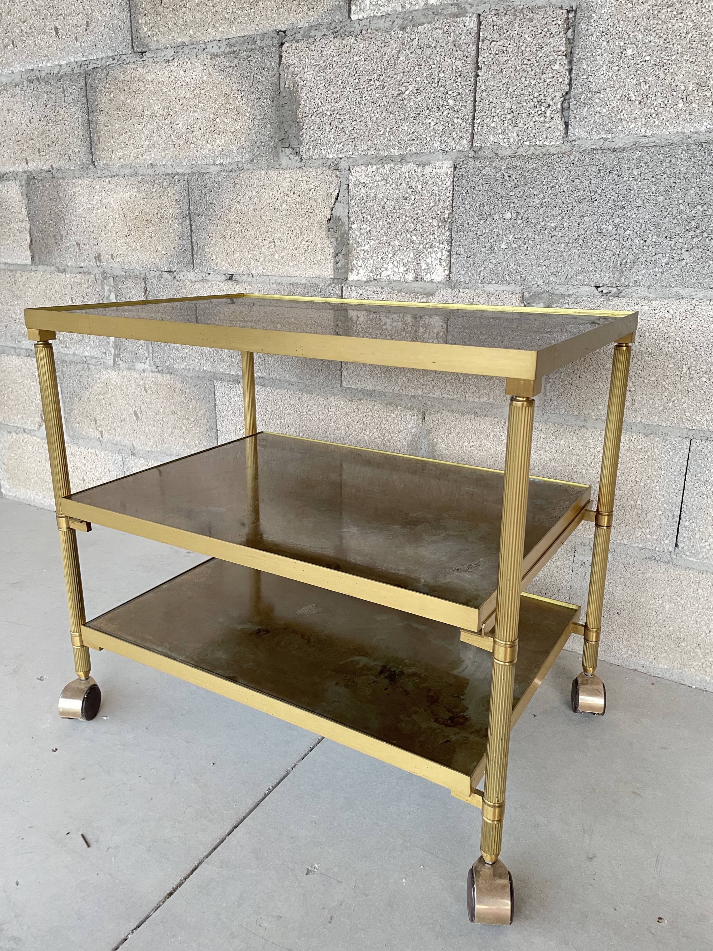Vintage dessert stand in glass and brass