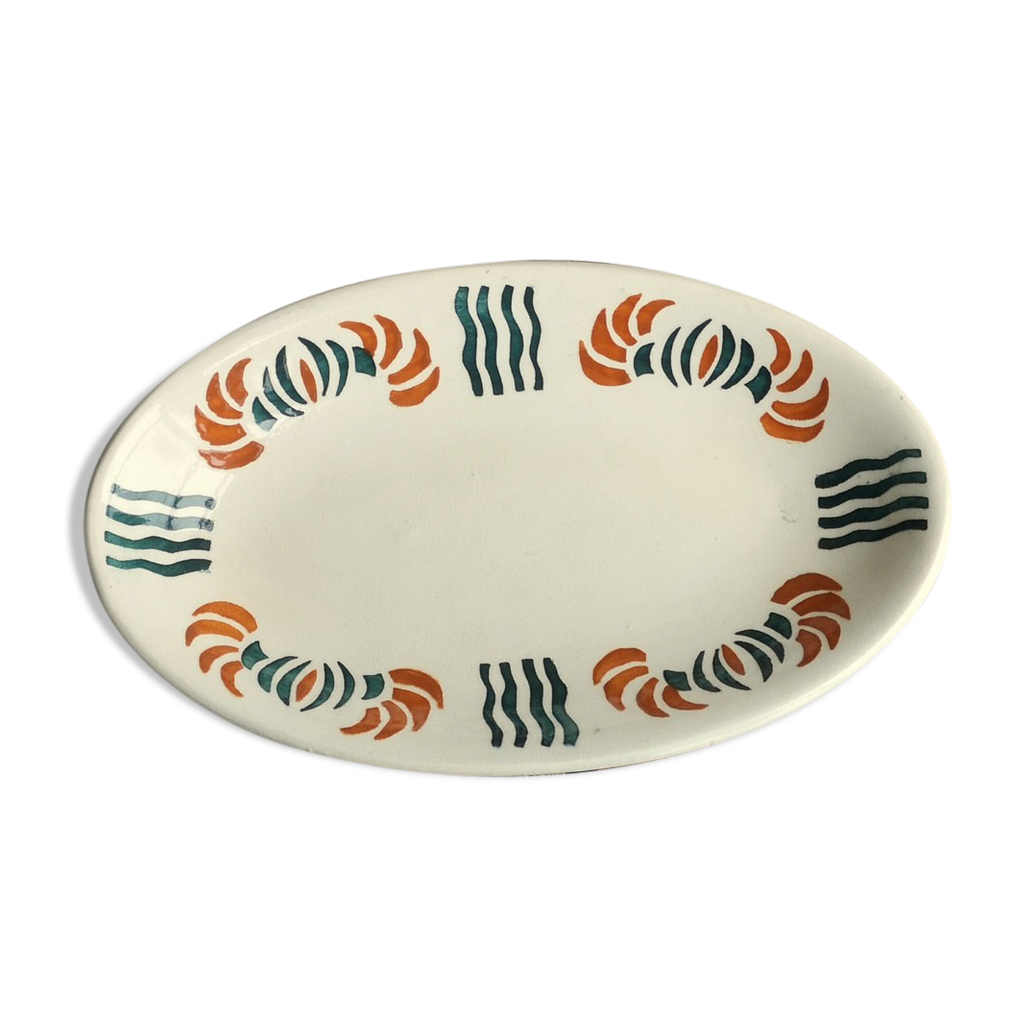 Dish out of ceramics decor orange and green