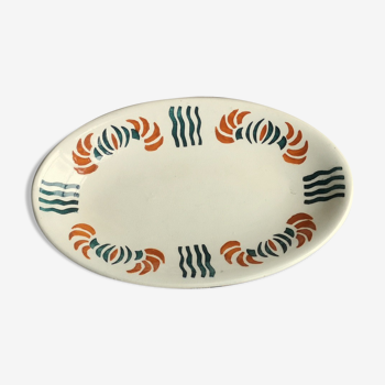 Dish out of ceramics decor orange and green