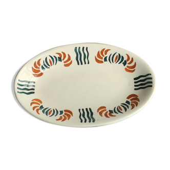 Dish out of ceramics decor orange and green