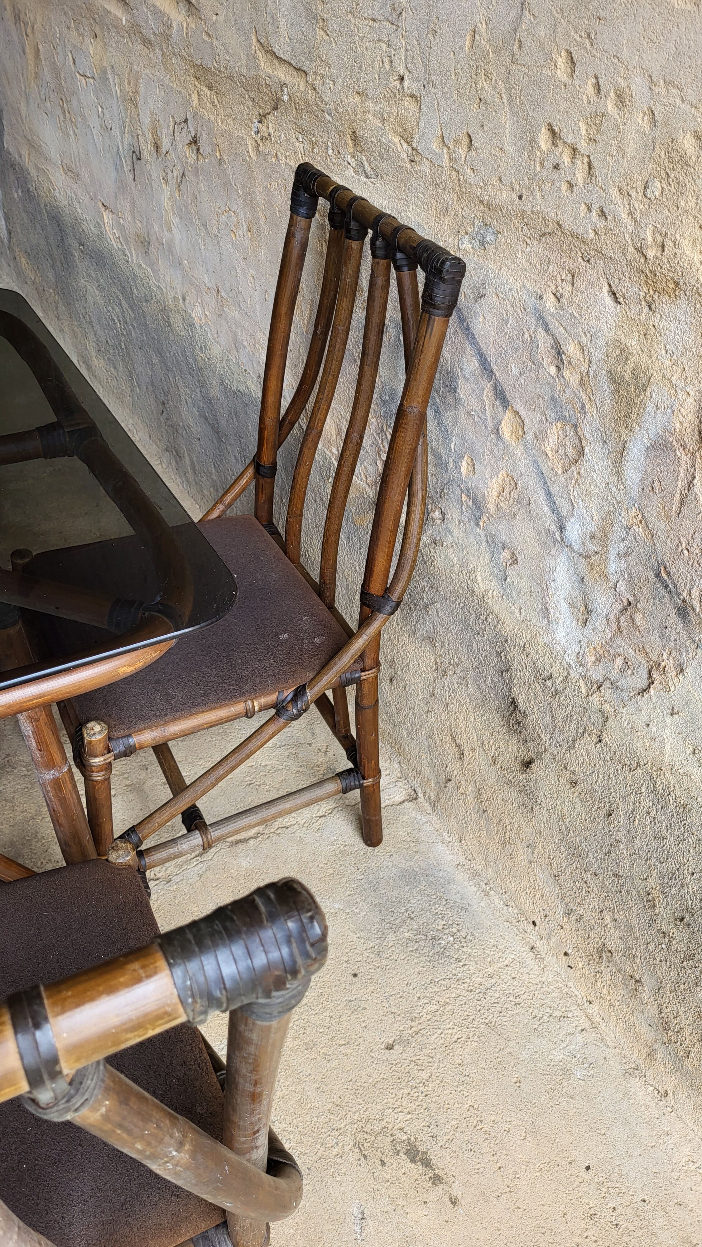 Set table & chairs bamboo vintage year 70