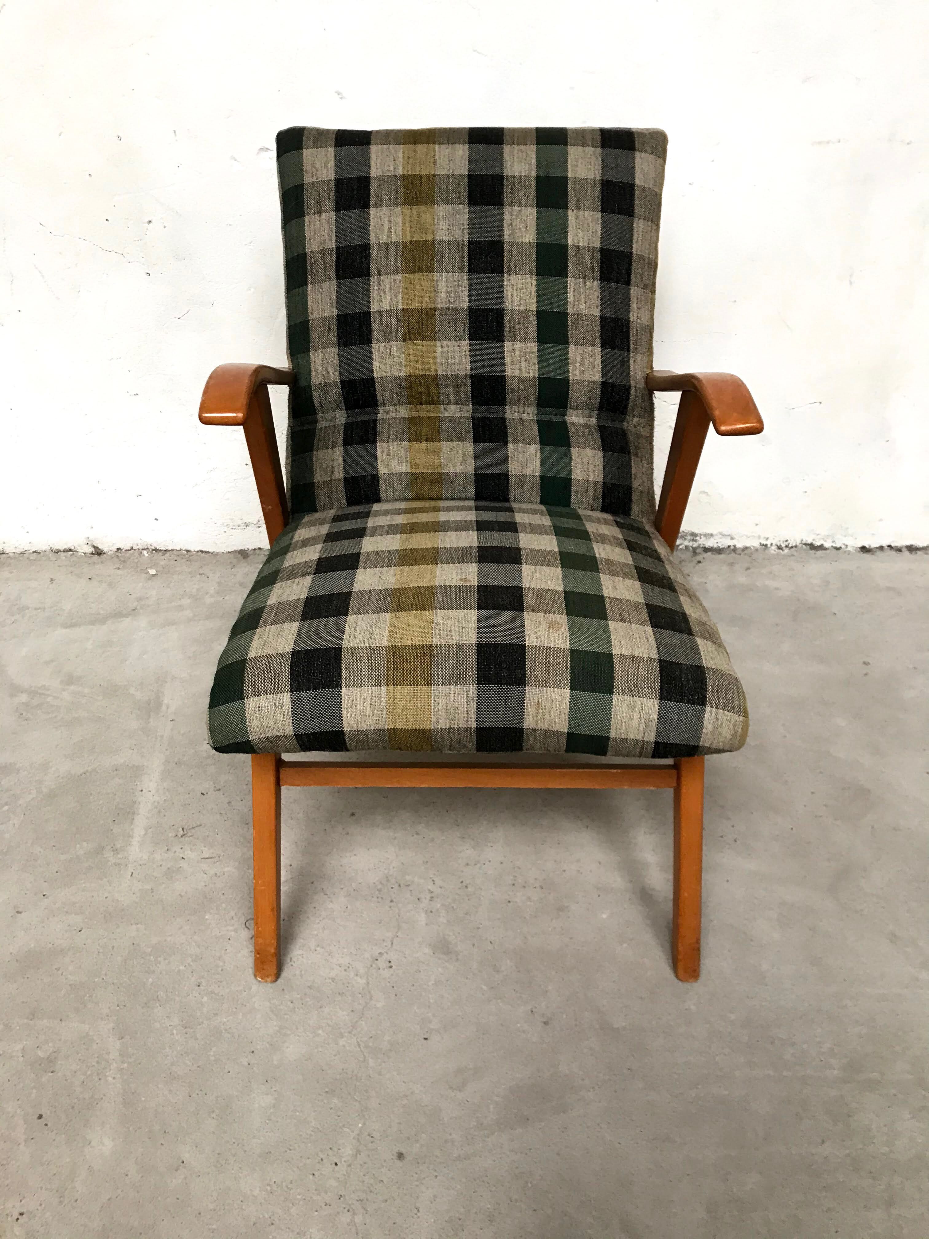 Vintage scottish plaid chair, 60s