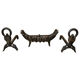 Important wrought iron fireplace accessories – Andirons and log basket