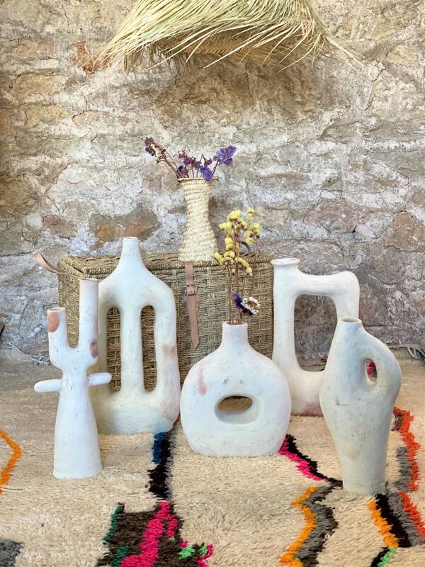 Vase bougeoir en terre cuite