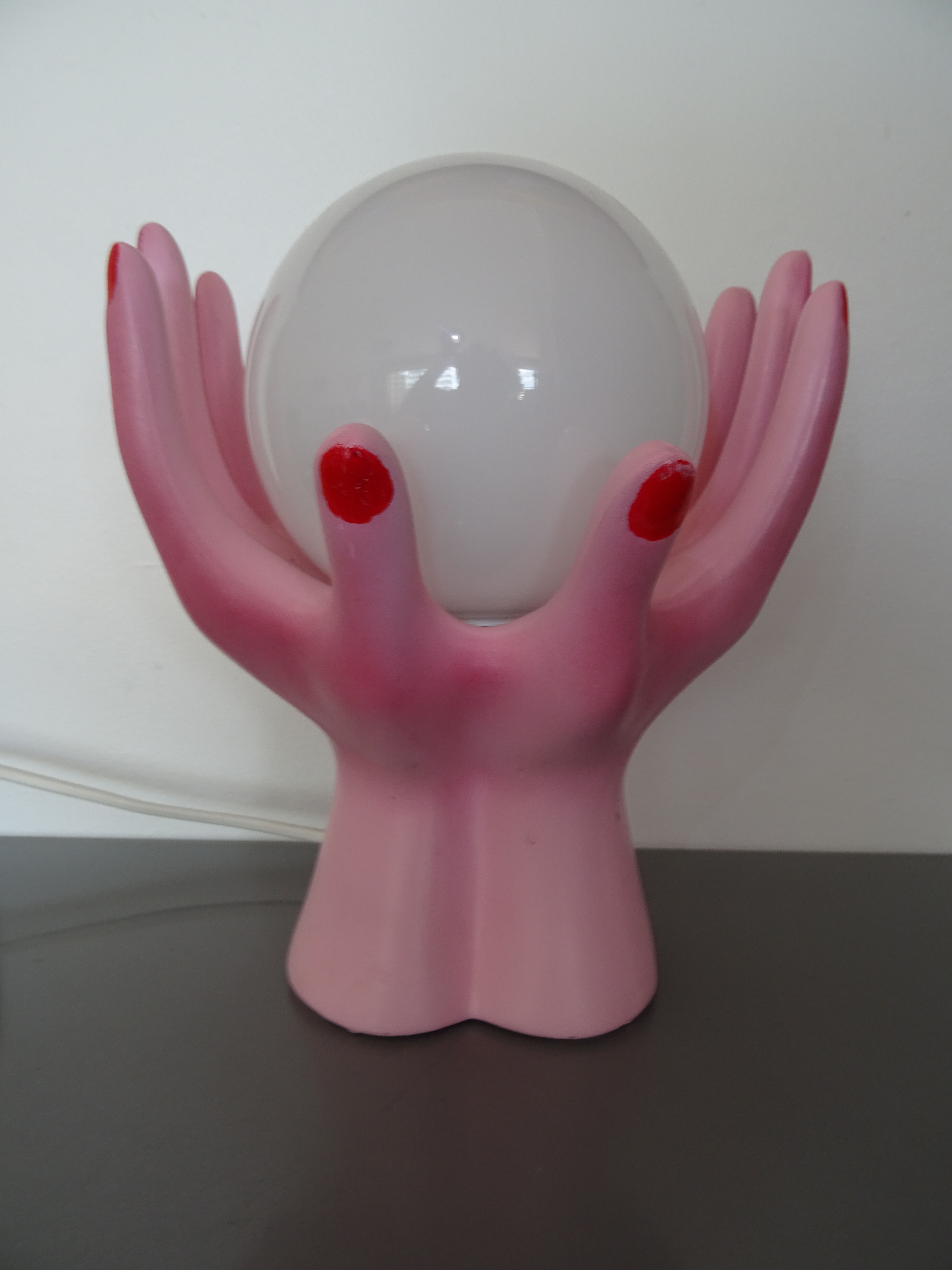 Vintage opal globe hand lamp year 80