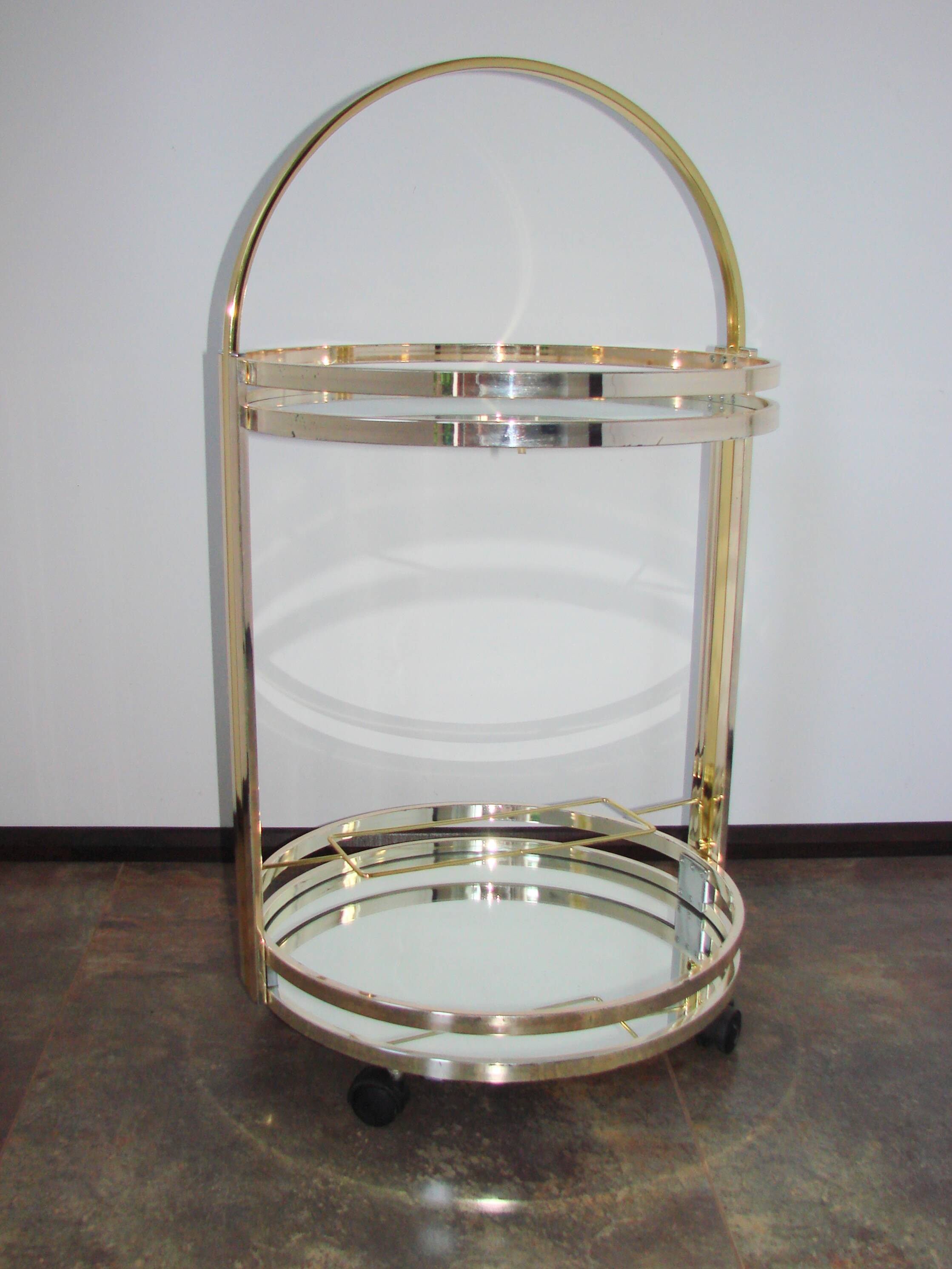 Art Deco mobile drinks trolley on wheels, 1970s