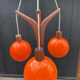 Scandinavian Rispal teak chandelier 1960