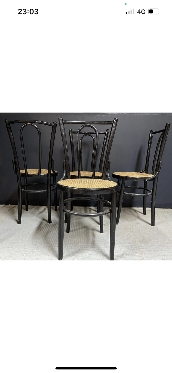 Série de 4 chaises bois courbé