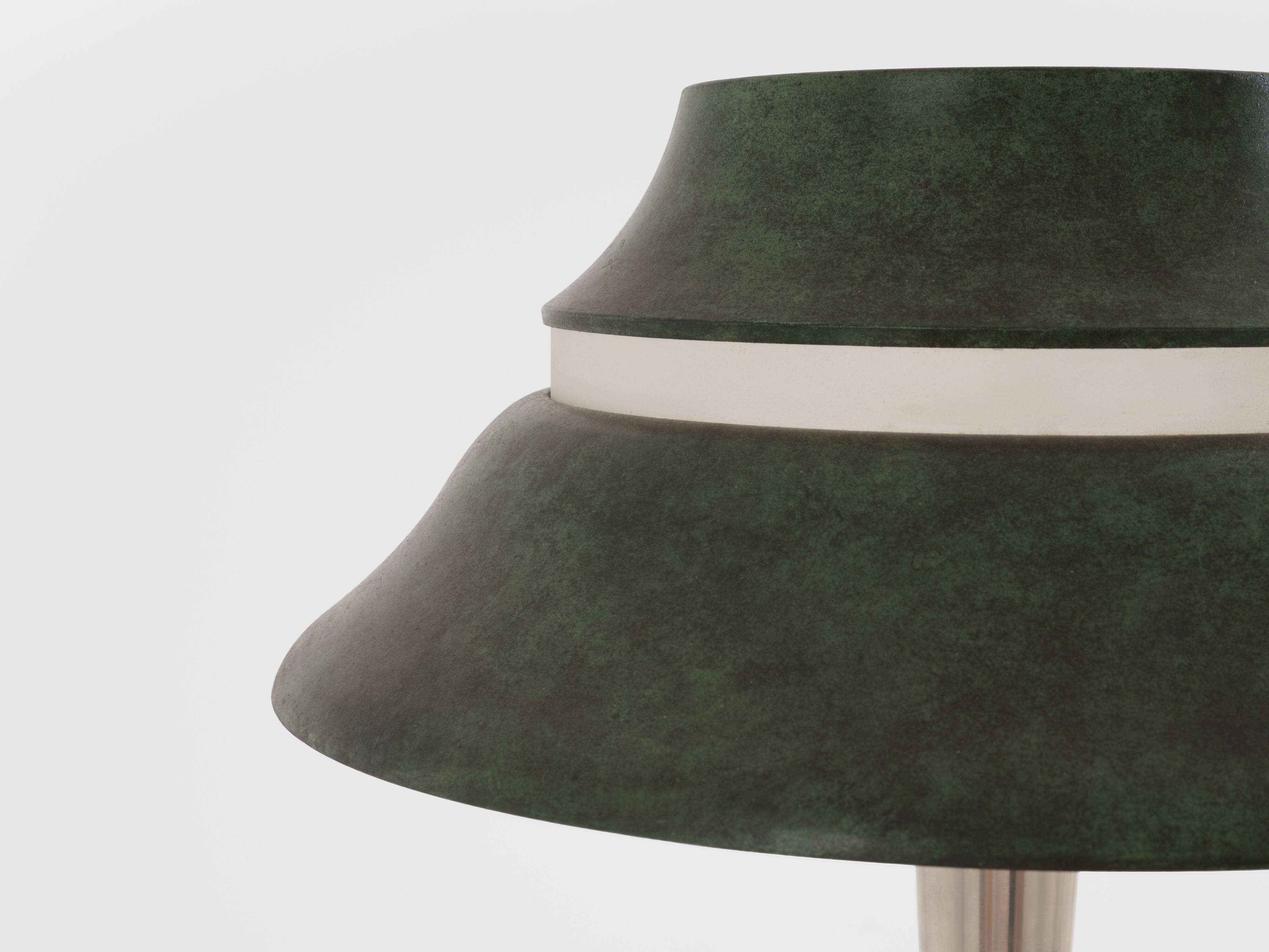 Jean Perzel desk lamp, nickel-plated and patinated, 1940s.