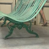 Garden bench in wrought iron and cast iron, late 19th century.