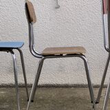 Mismatched formica chairs and stool 1960