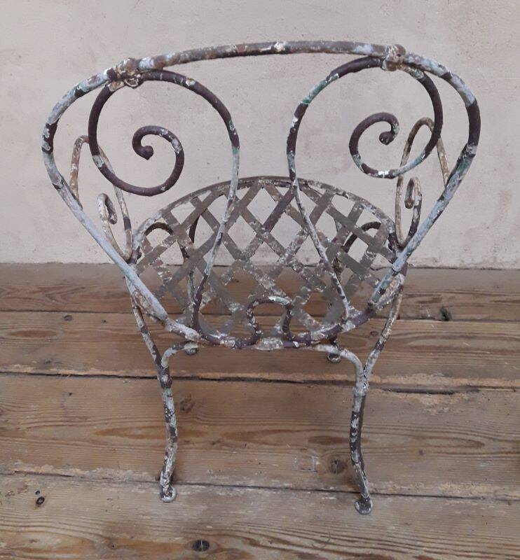 19th-century garden armchair in wrought iron
