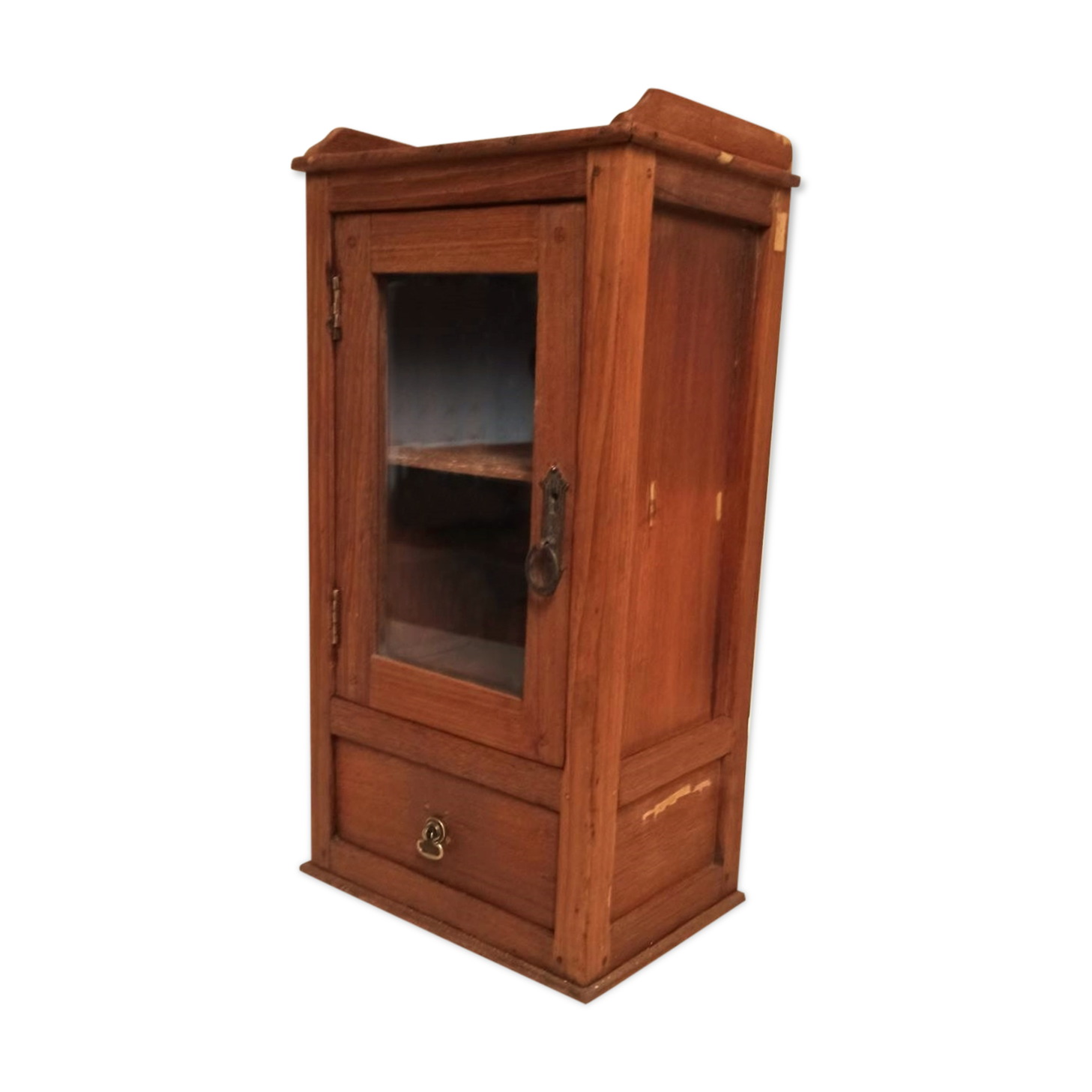 Wall display case early 20th Solid Burmese teak Height 55 cm