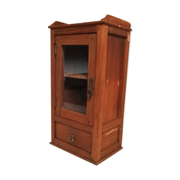 Vitrine murale début 20e teck birman massif hauteur 55 cm