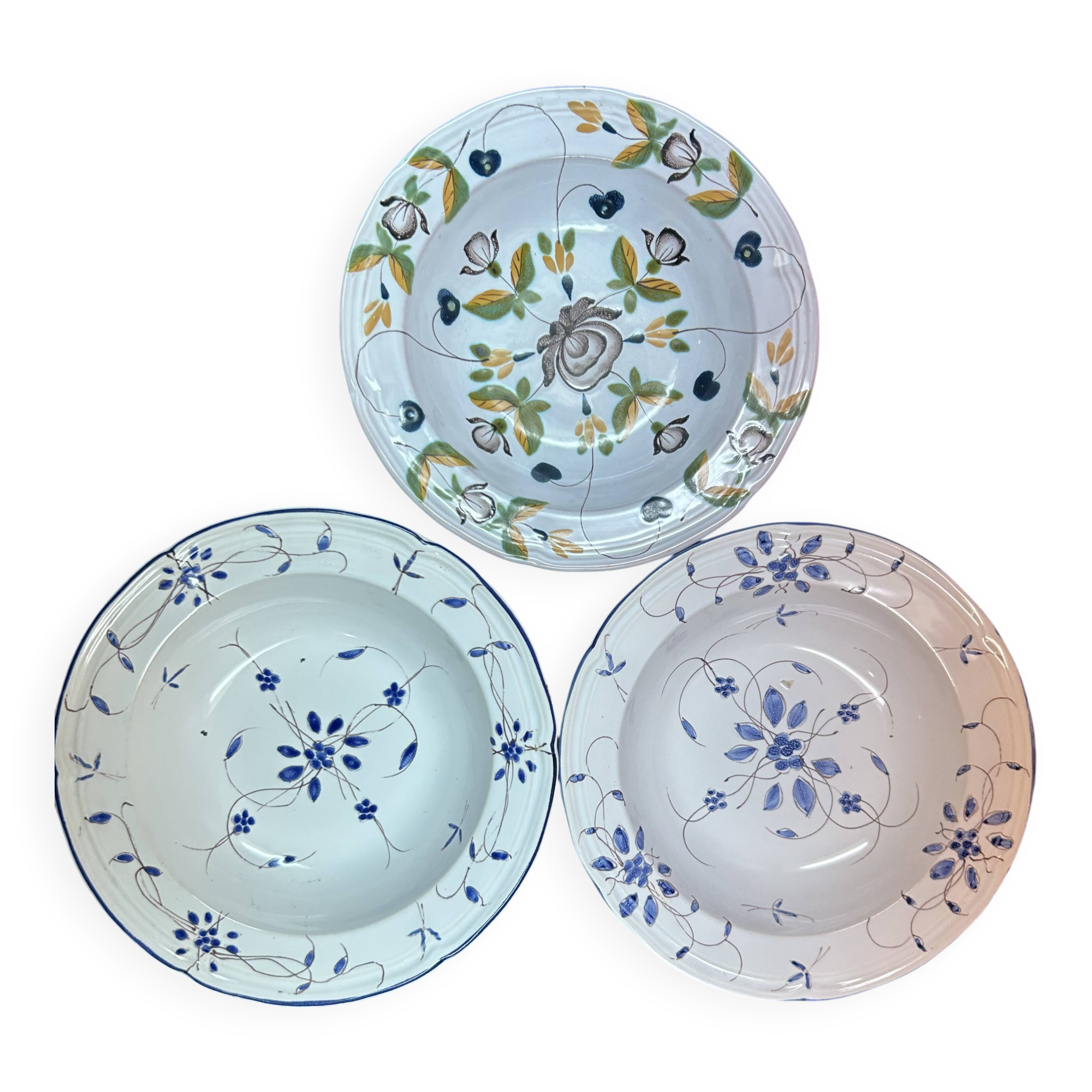 Set of 3 deep plates 19 cm in earthenware from MBFA Pornic model diff.
