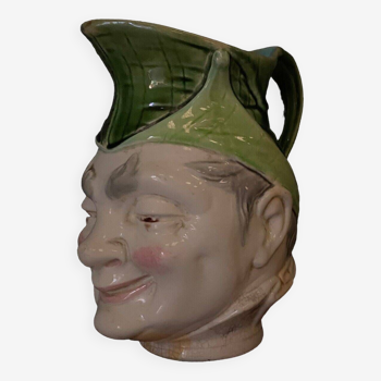 Majolica pitcher from Sarreguemines 19th century Fool of the King character