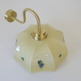 Applique murale vintage en verre beige, style années 1950, avec col de cygne et luminaire en laiton.