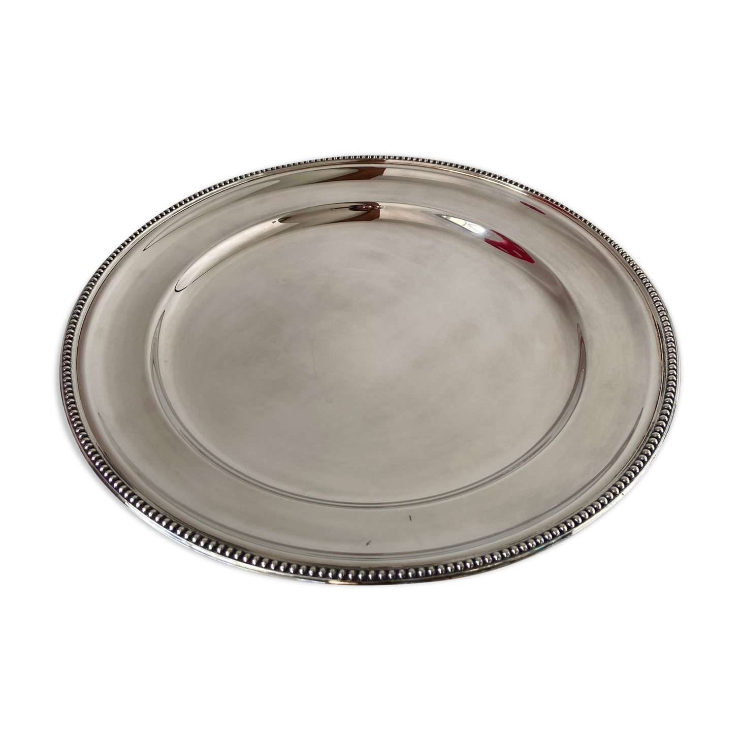 New round silver plated dish