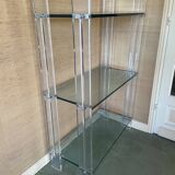Shelf with 3 shelves in glass (shelves) and plexiglass (uprights) circa 1980.