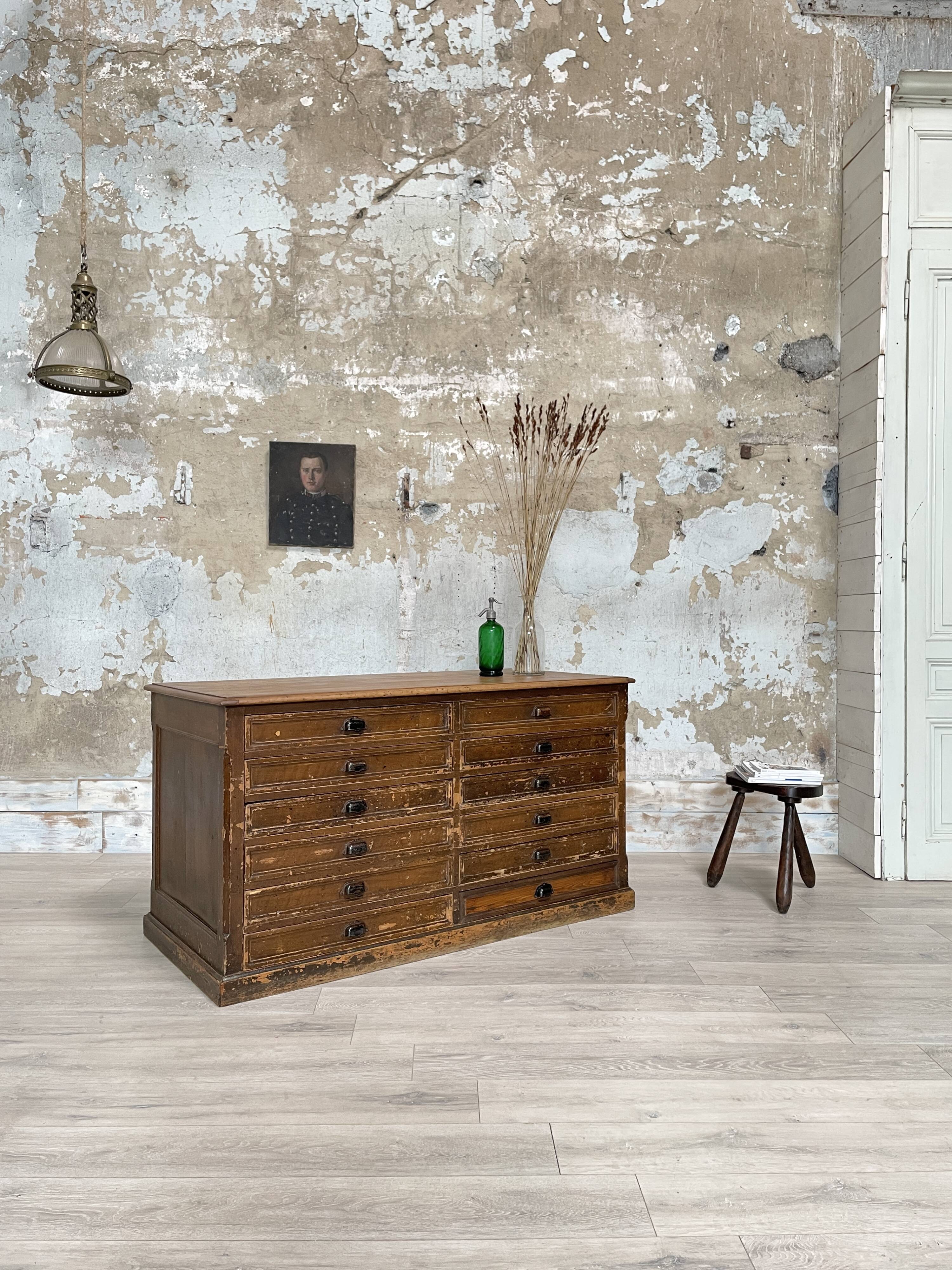 Double-sided trade counter with drawers, circa 1900